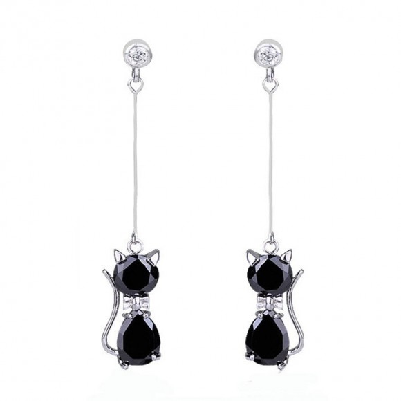 Сережки довгі кішки з кристалами сваровські Сережки довгі кішки з кристалами сваровські
