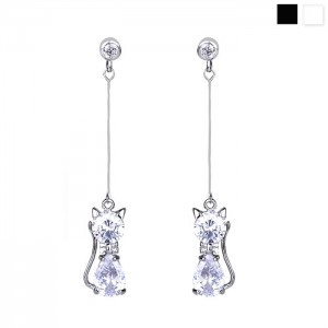 Серьги длинные кошка с кристаллами сваровски Серьги длинные кошка с кристаллами сваровски