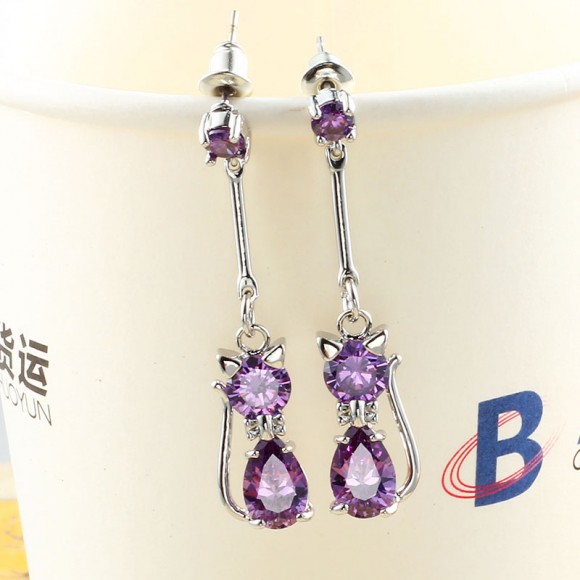 Сережки довгі кішки з кристалами сваровські Сережки довгі кішки з кристалами сваровські