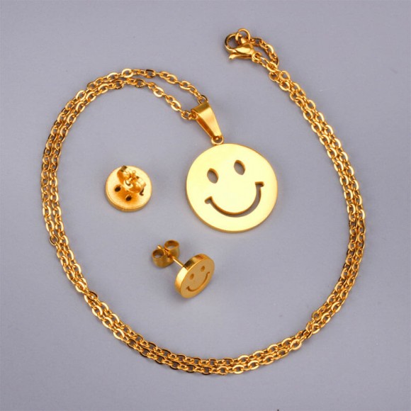 Набор украшений из стали Смайлик: кулон и серьги