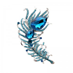 Брошка перо з камінням Брошка перо з камінням