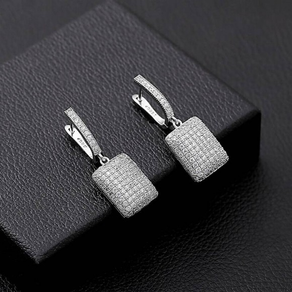 Сережки підвіски з цирконом Прямокутник