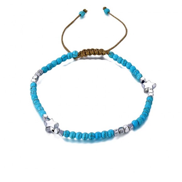 Браслет на ногу Звезда бусины бирюзы