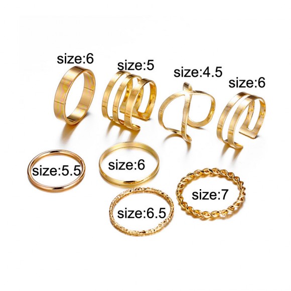 Кольца на фаланги пальцев Геометрия (набор из 8 шт) Кольца на фаланги пальцев Геометрия (набор из 8 шт)