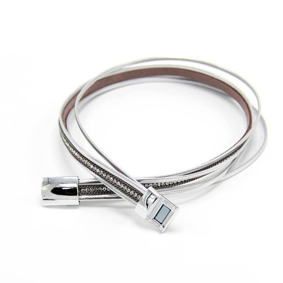 Жіночий шкіряний браслет Вівіан сріблястий Жіночий шкіряний браслет Вівіан сріблястий