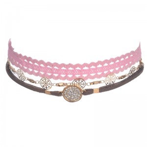 Чокер на шию Love рожево-коричневий (набір з 3 шт) Чокер на шию Love рожево-коричневий (набір з 3 шт)