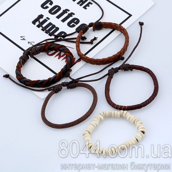 Кожаный браслет Плетение (набор из 5 штук) Кожаный браслет Плетение (набор из 5 штук)