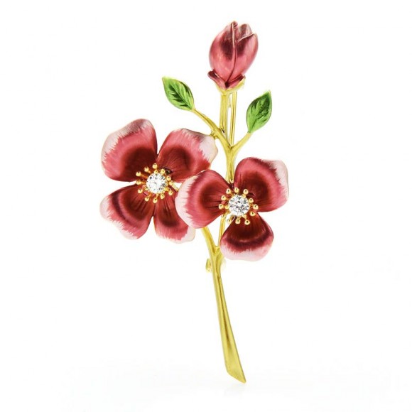 Брошь веточка цветов