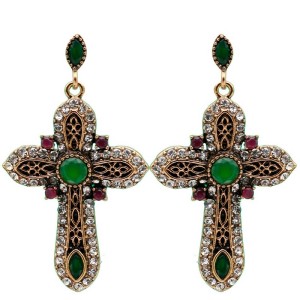 Серьги с камнями кресты винтажный стиль Серьги с камнями кресты винтажный стиль