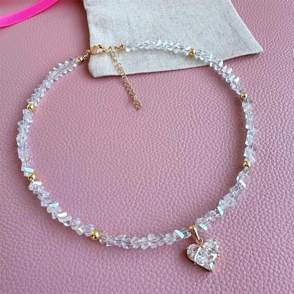 Чокер грань циркону з підвіскою серця