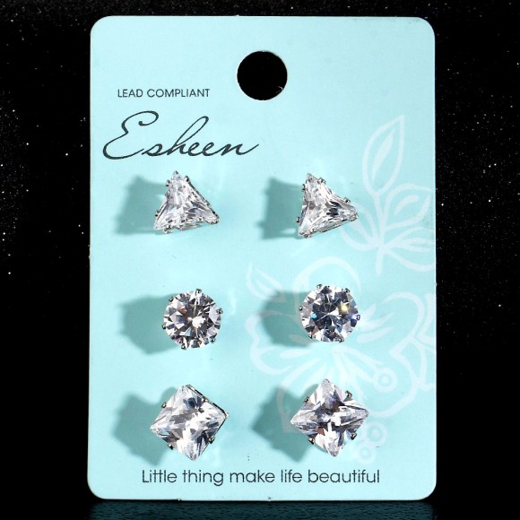 Серьги гвоздики Кристалл (набор из 3 пар) Серьги гвоздики Кристалл (набор из 3 пар)