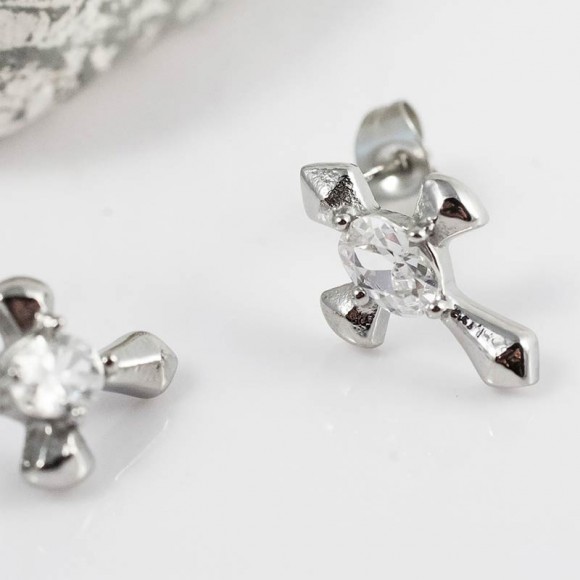 Серьги гвоздики из стали крестики Spikes SSEM-121 Серьги гвоздики из стали крестики Spikes SSEM-121