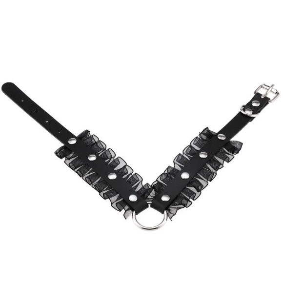 Кожаный чокер с кольцом воротник