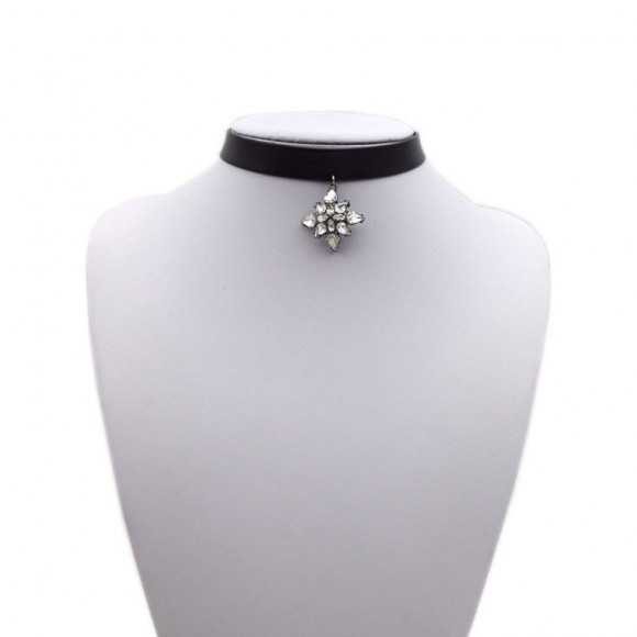 Кожаный чокер Кристалл