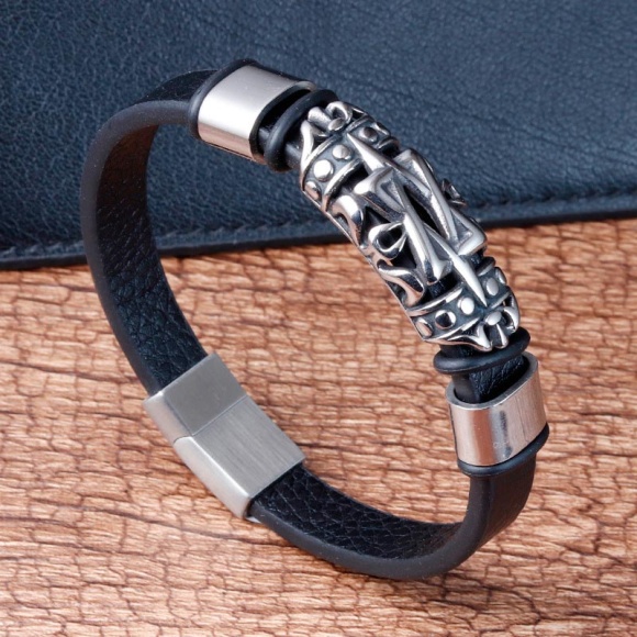 Шкіряний браслет Зірка Давида Шкіряний браслет Зірка Давида