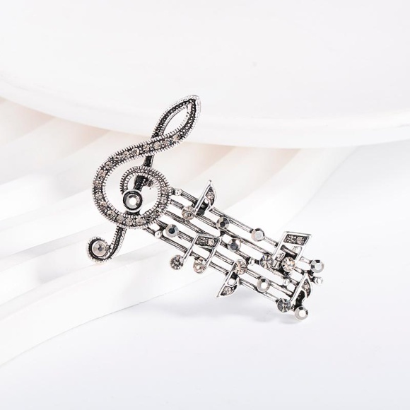 Брошь музыкальные ноты Ретро