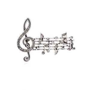 Брошь музыкальные ноты Ретро