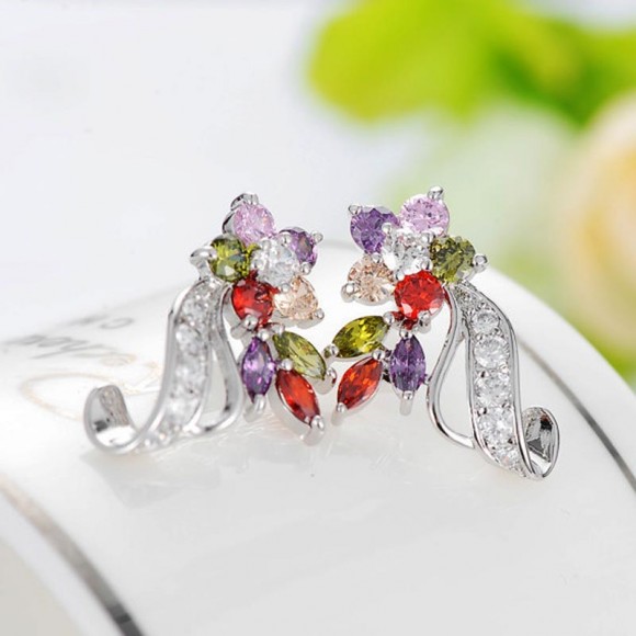 Серьги с камнями Цветочек Zircon Серьги с камнями Цветочек Zircon