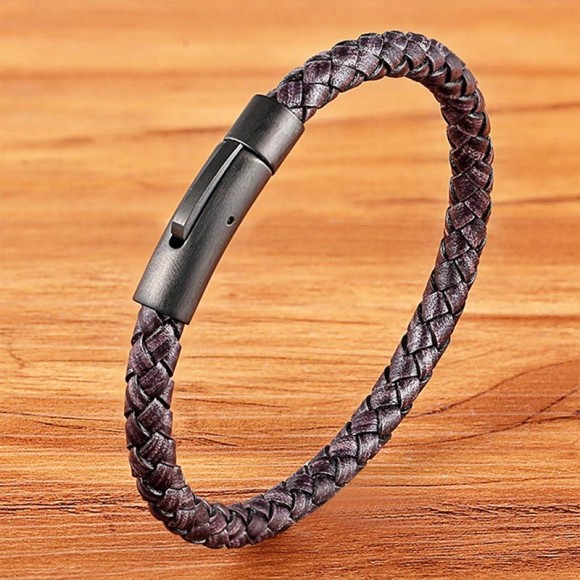 Чоловічий шкіряний браслет Плетіння
