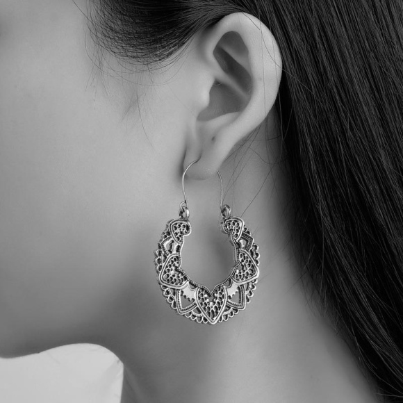 Сережки кільця в стилі бохо Квітка Сережки кільця в стилі бохо Квітка