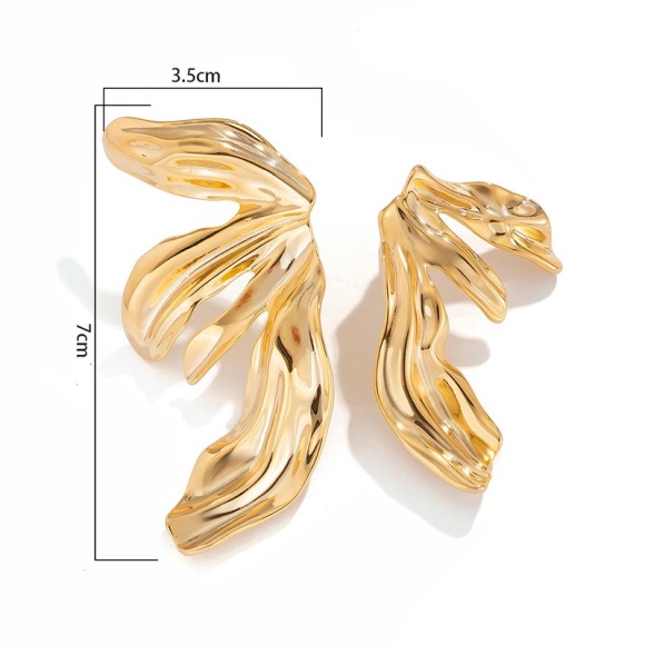 Серьги тропический цветок золотистые