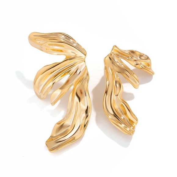 Серьги тропический цветок золотистые