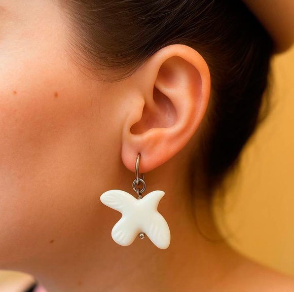 Серьги горлица из керамики