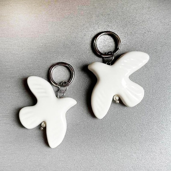 Сережки горлиця з кераміки