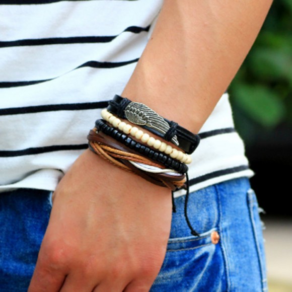 Кожаный браслет Этник (набор из 4 штук) Кожаный браслет Этник (набор из 4 штук)