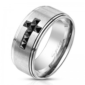 Кольцо из стали Spikes с крестом R-M6859 Кольцо из стали Spikes с крестом R-M6859