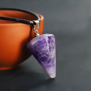 Кулон Аметист на чёрном шнурке
