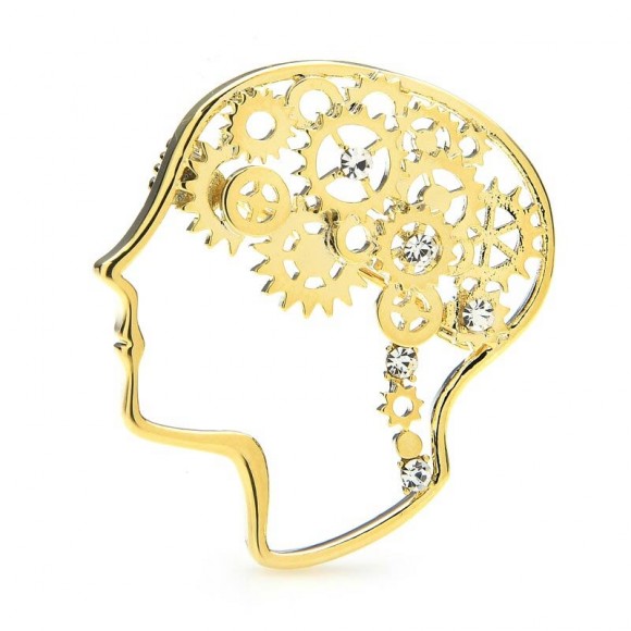 Брошь голова с шестеренками Брошь голова с шестеренками