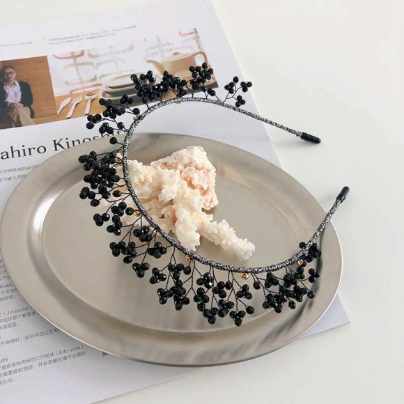 Обруч для волос с кристаллами веточка черный Обруч для волос с кристаллами веточка черный