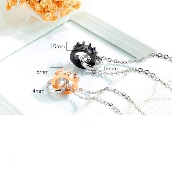 Парний кулон для закоханих зі сталі Кільця корона кристал