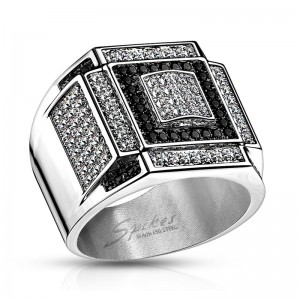 Печатка из стали Spikes Black and Clear Z-R-H5751 Печатка из стали Spikes Black and Clear Z-R-H5751
