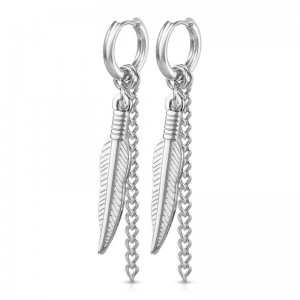 Серьги подвески из стали цепочка и перо Spikes SE1008 Серьги подвески из стали цепочка и перо Spikes SE1008