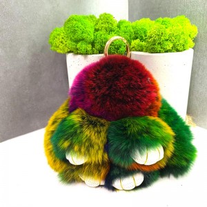 Брелок кролик з натурального хутра різнобарвний 14 см Брелок кролик з натурального хутра різнобарвний 14 см