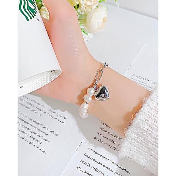 Жіночий браслет із сталі ланцюжок із перлинними намистинами Жіночий браслет із сталі ланцюжок із перлинними намистинами
