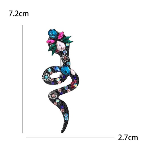 Синя брошка Змія мікс кристал 