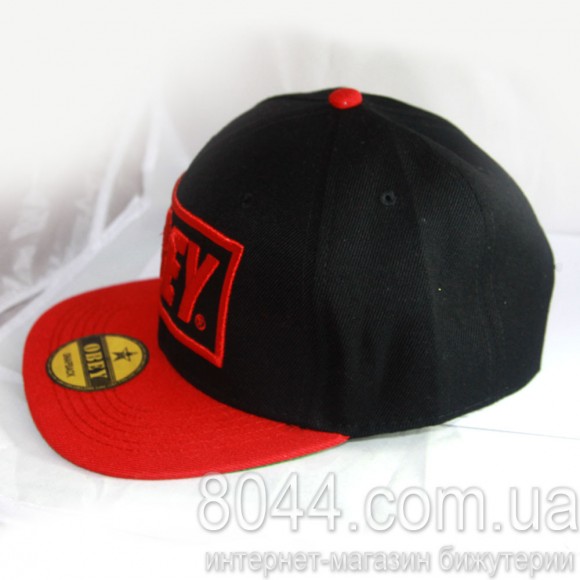 Кепка с прямым козырьком снепбек Obey Black Red
