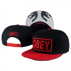 Кепка с прямым козырьком снепбек Obey Black Red Кепка с прямым козырьком снепбек Obey Black Red