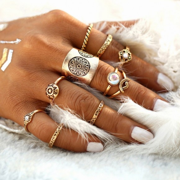 Кільця на фаланги пальців Antique Midi (набір із 9 штук) Кільця на фаланги пальців Antique Midi (набір із 9 штук)