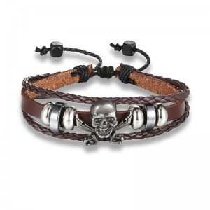Шкіряний браслет із черепом Пірат Шкіряний браслет із черепом Пірат