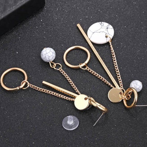 Длинные серьги круги Черное и белое Длинные серьги круги Черное и белое