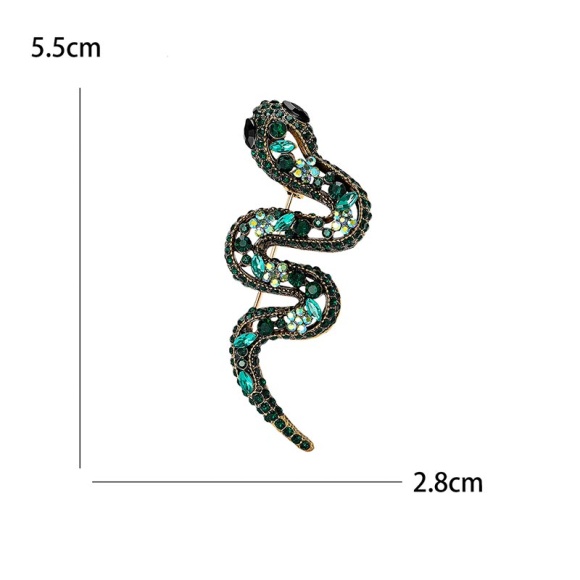 Брошь зеленая Змея 