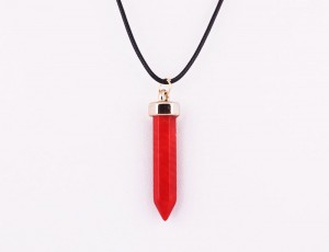 Кулон Кристалл маятник Коралл на чёрном шнурке Кулон Кристалл маятник Коралл на чёрном шнурке