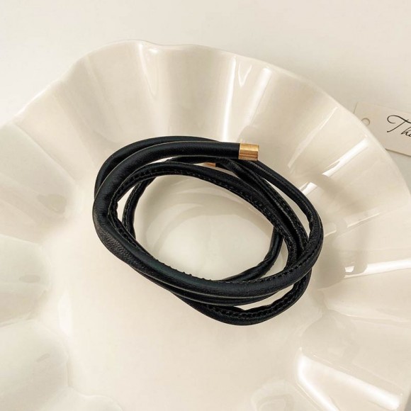 Шкіряна стрічка для волосся з дротом