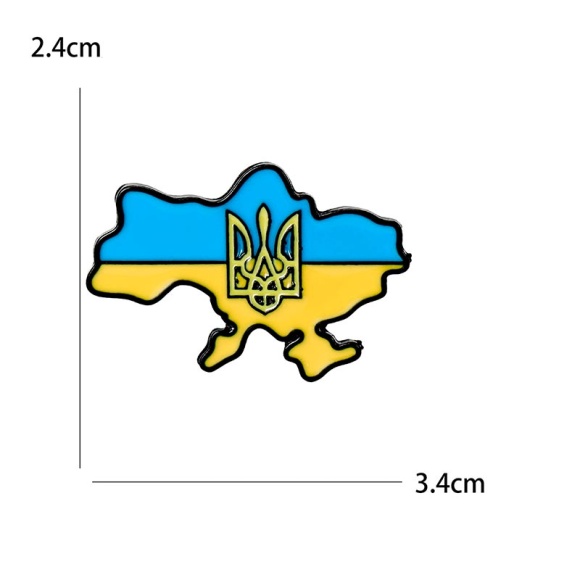 Брошка карта України з тризубом