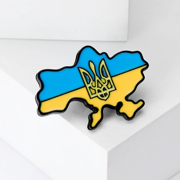 Брошка карта України з тризубом