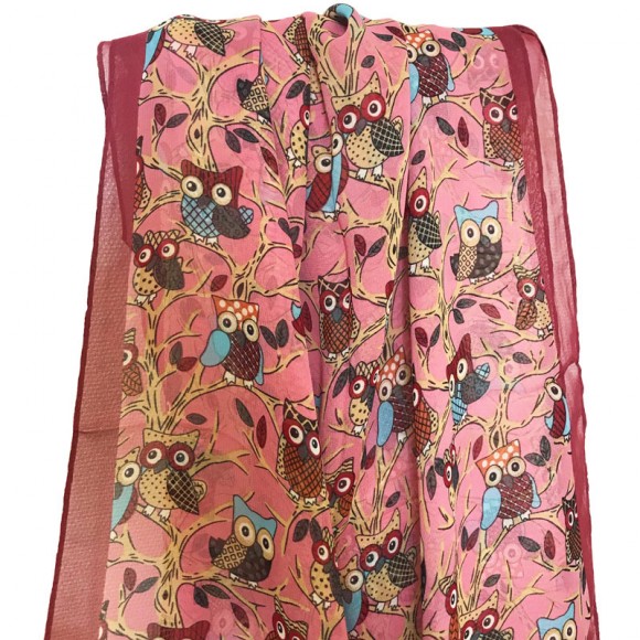 Шифоновый шарф с совами